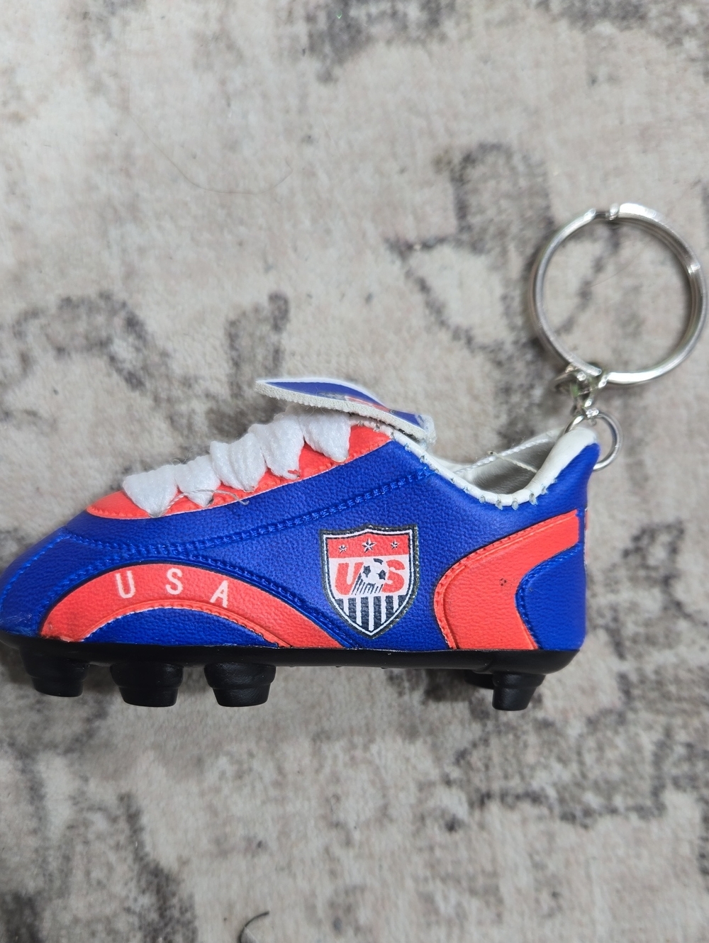 USA Soccer Cleat Keychain - Blue and Red Mini Shoe